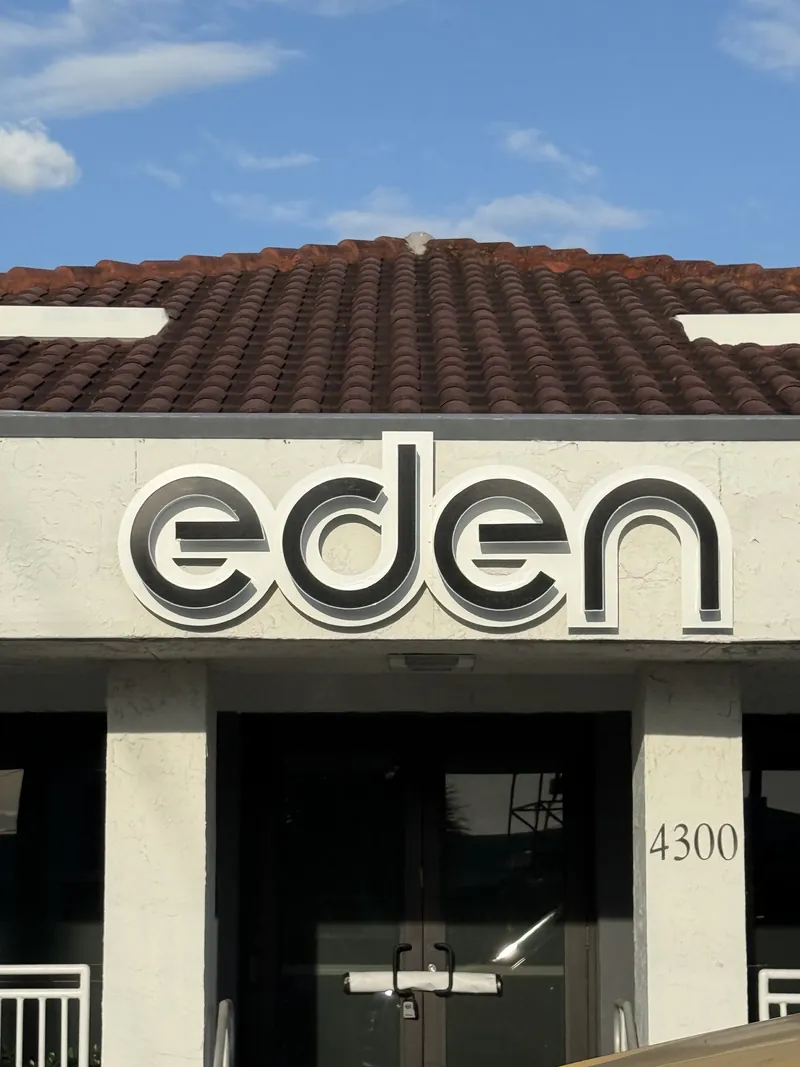 Eden dispensary channel letters on tower facade