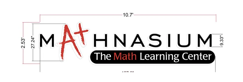 Approved 10.7-foot Mathnasium channel letter drawing with red A+ logo for the Wesley Chapel center on SR 54